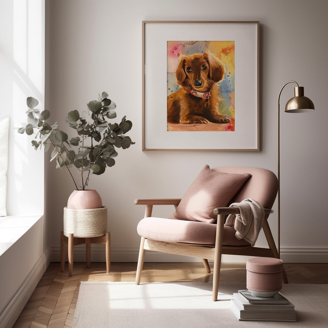 Original Artwork - Longhair Dachsund "Sofie" by James Gilbreath