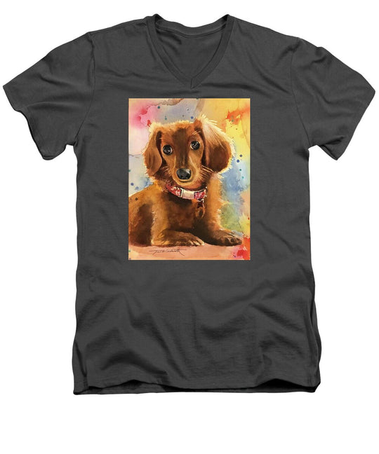Longhair Dachsund - Men's V-Neck T-Shirt
