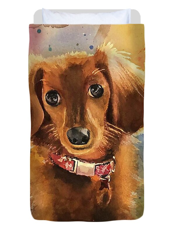 Longhair Dachsund - Duvet Cover