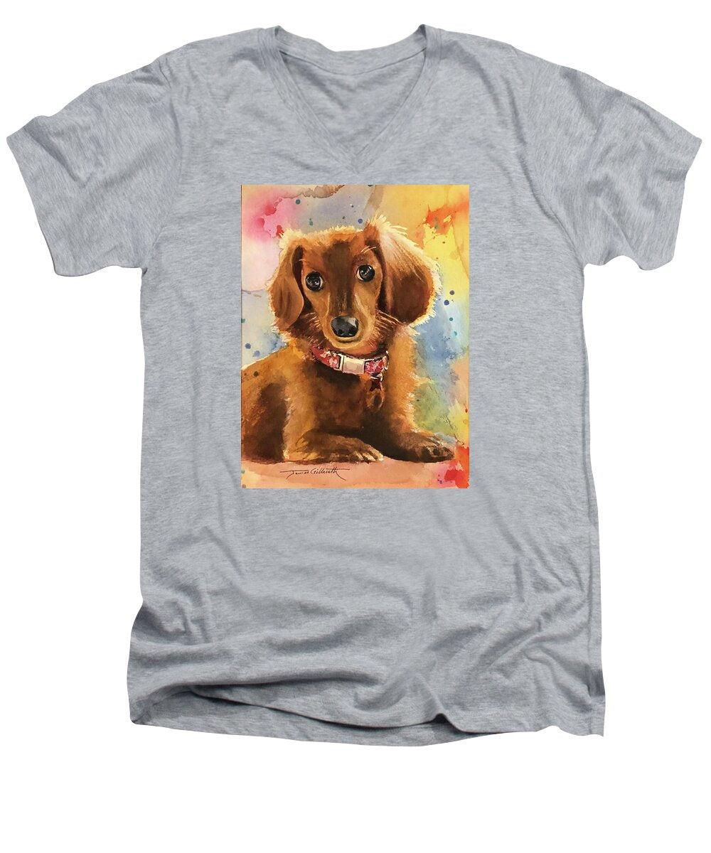 Longhair Dachsund - Men's V-Neck T-Shirt