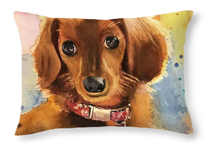 Longhair Dachsund - Throw Pillow