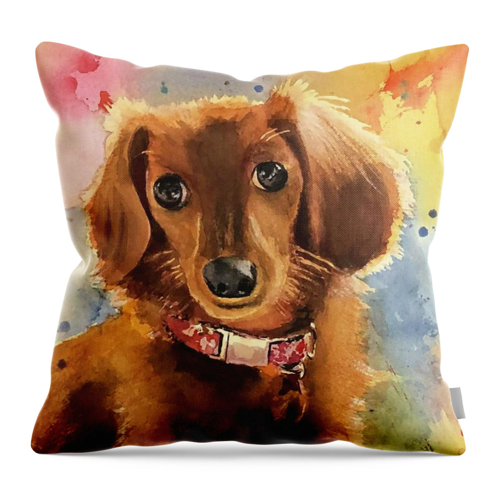Longhair Dachsund - Throw Pillow